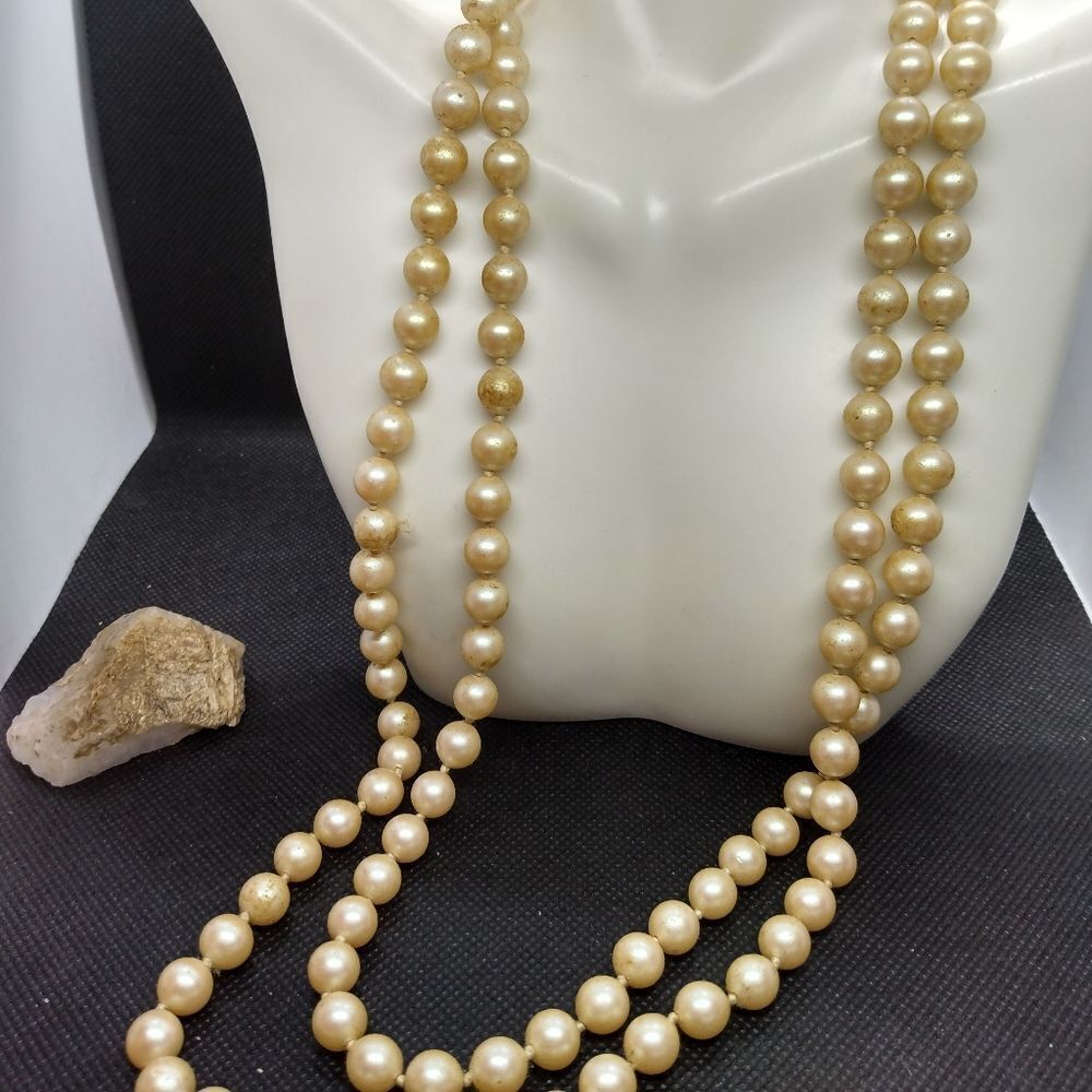 ❤️Gorgeous antique double strand pearls w antique clasp